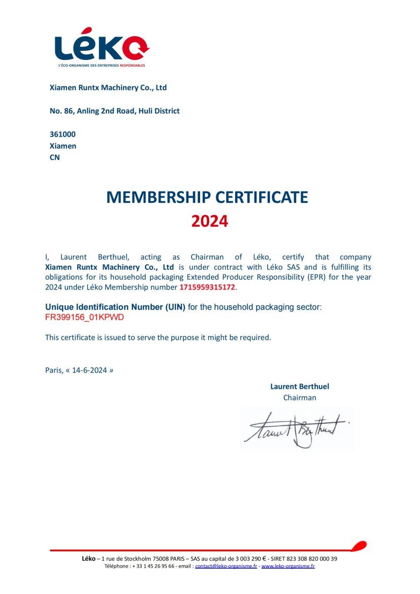 Green Packaging Certificate