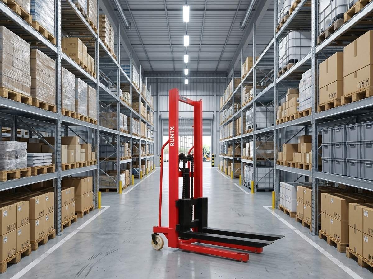 Electric pallet stacker for vertical storage optimization