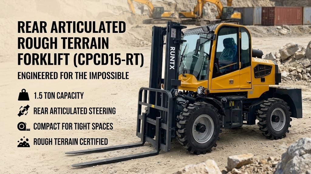 1.5 ton rough terrain diesel forklift (rear articulated) cpcd15 rt