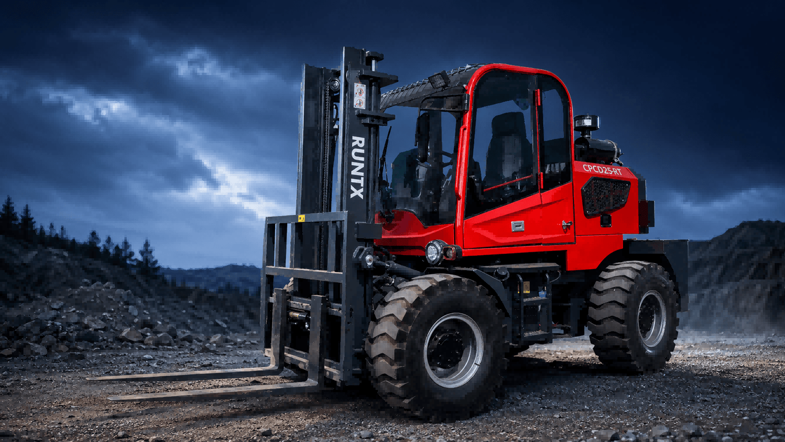 2.5 ton rough terrain diesel forklift (rear articulated) cpcd25 rt