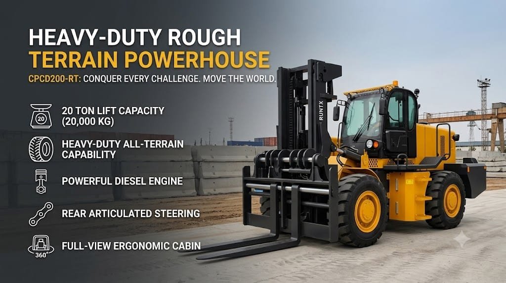 20 ton rough terrain diesel forklift (rear articulated) cpcd200 rt