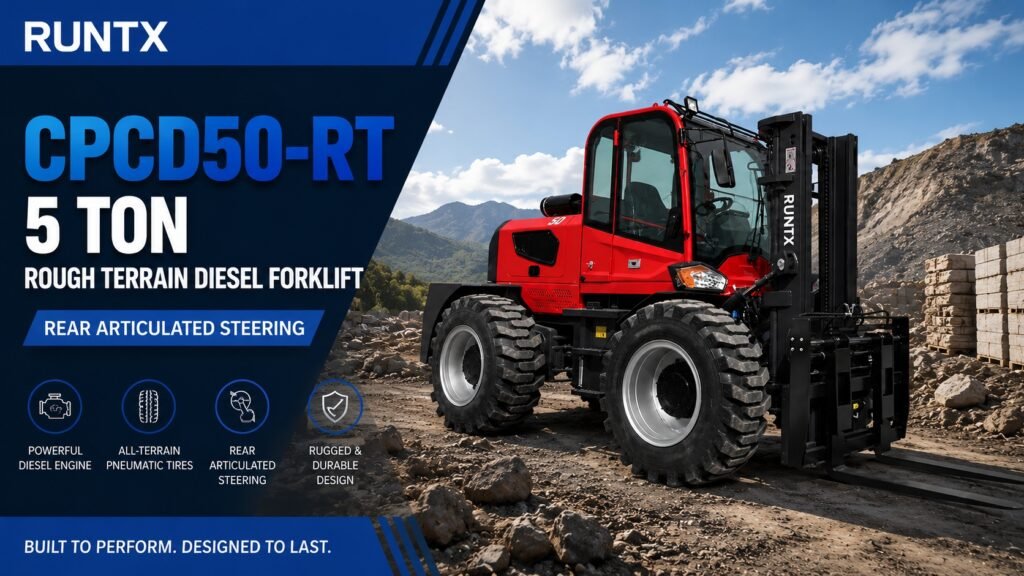 5 ton rough terrain diesel forklift (rear articulated) cpcd50 rt