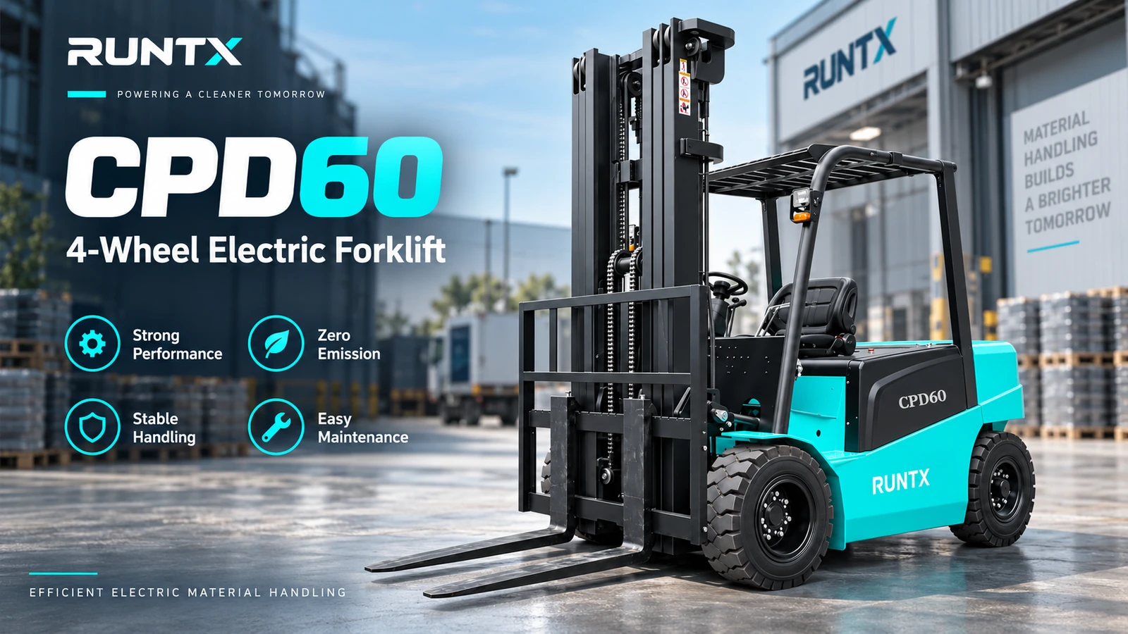 6 ton 4 wheel electric forklift cpd60
