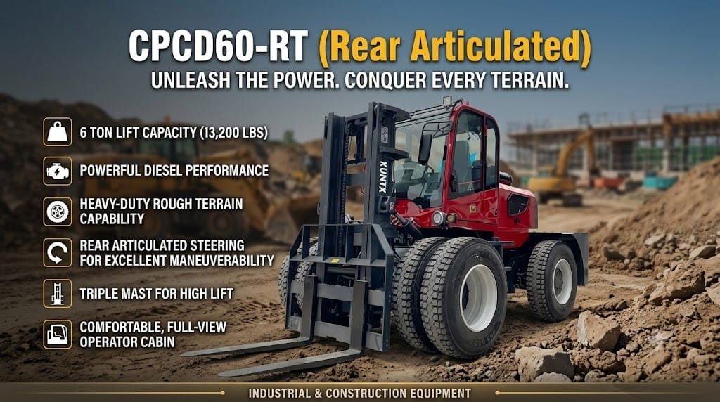 6 ton rough terrain diesel forklift (rear articulated) cpcd60 rt