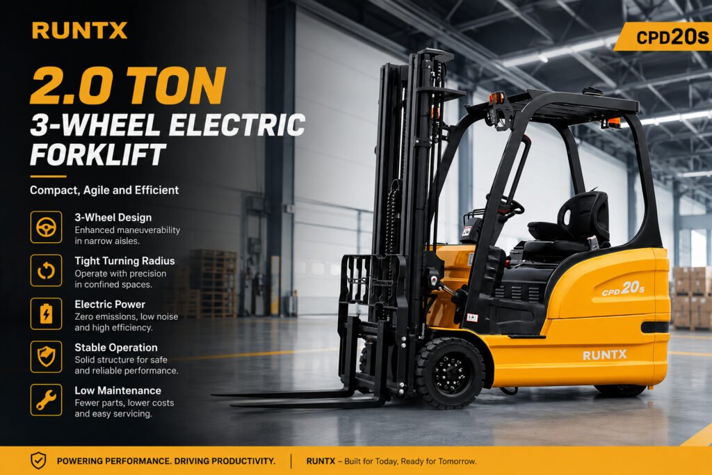 2 ton 3 wheel electric forklift cpd20s
