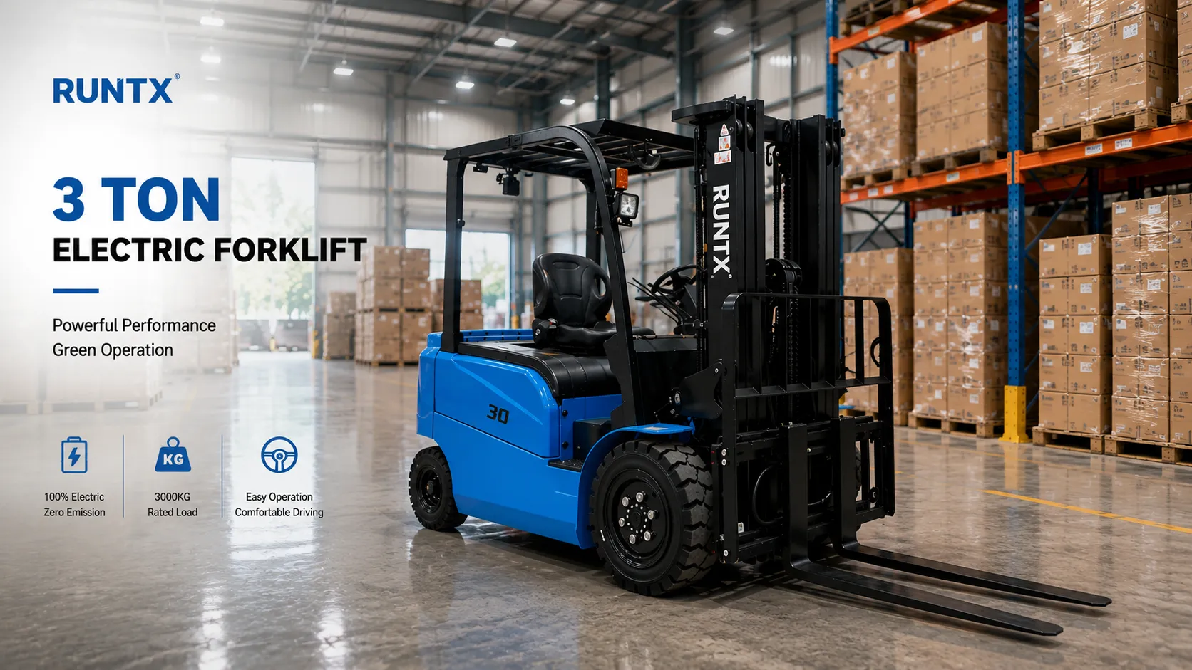 3 ton 4 wheel electric forklift cpd30