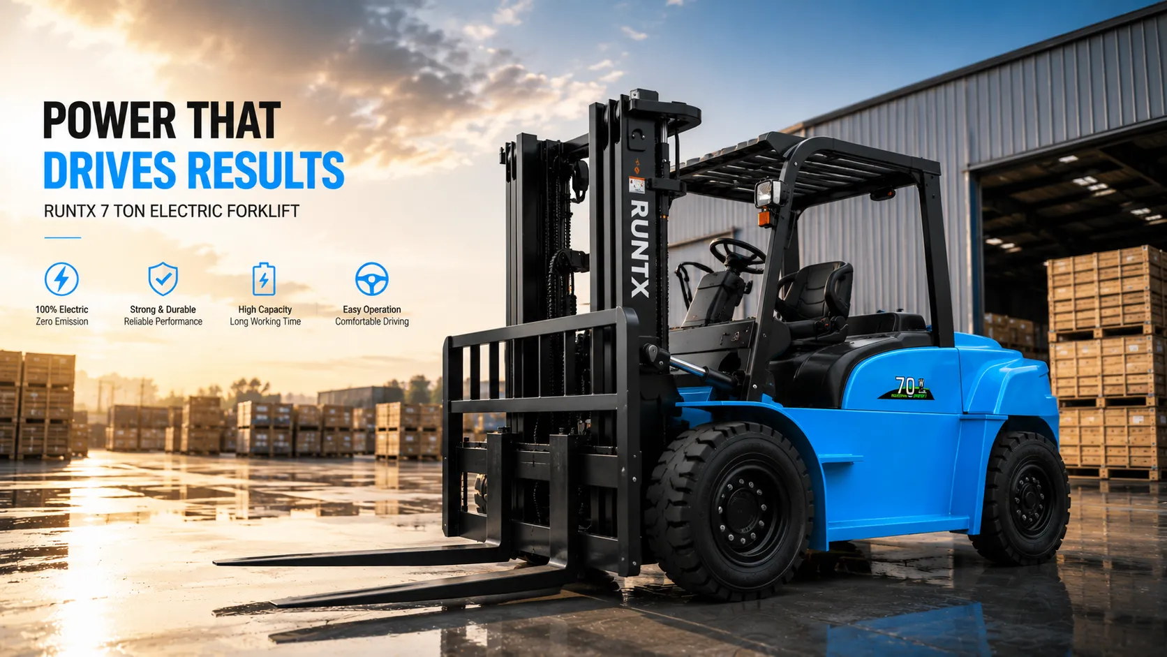 7 ton 4 wheel electric forklift cpd70
