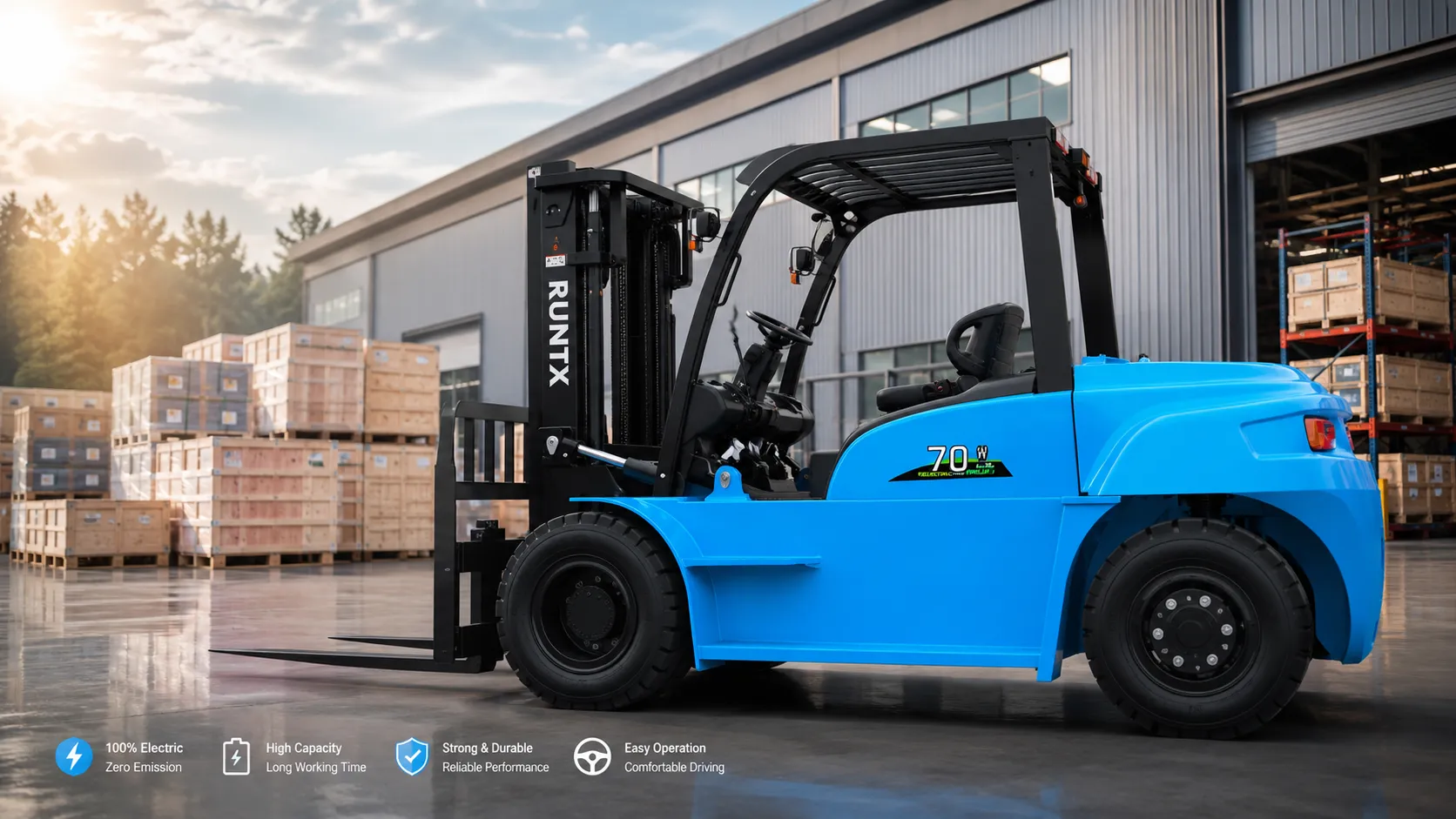 7 ton 4 wheel electric forklift cpd70