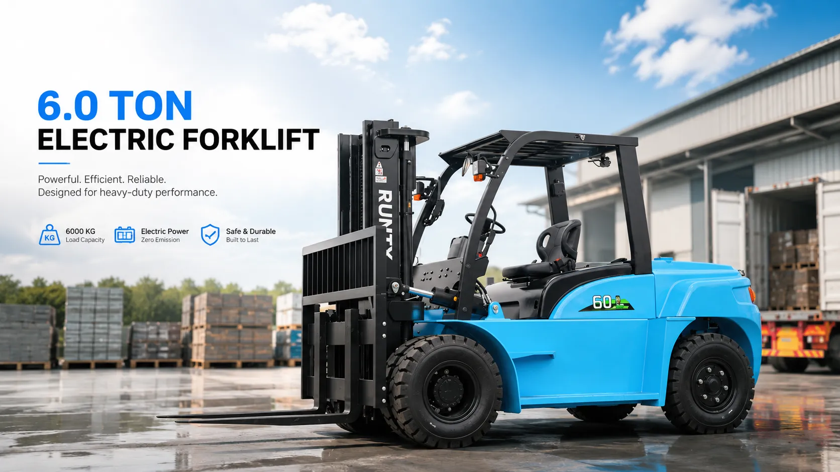6 ton 4 wheel electric forklift cpd60