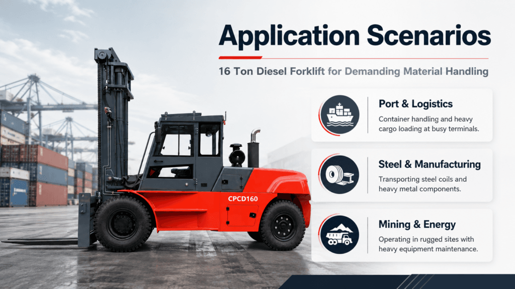 16 ton heavy duty diesel forklift cpcd160
