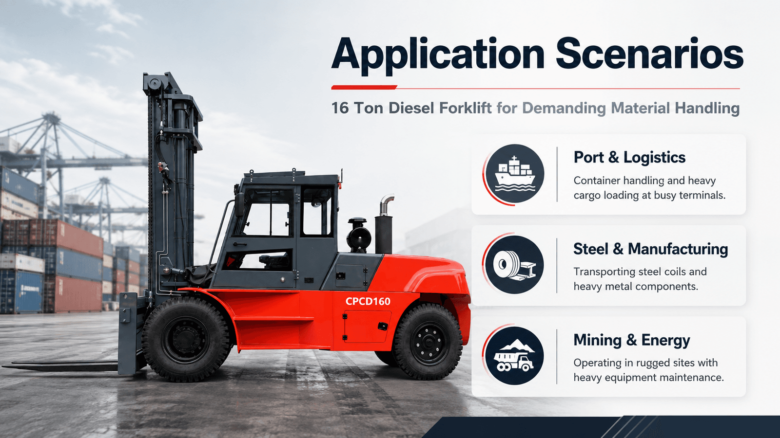 16 ton heavy duty diesel forklift cpcd160