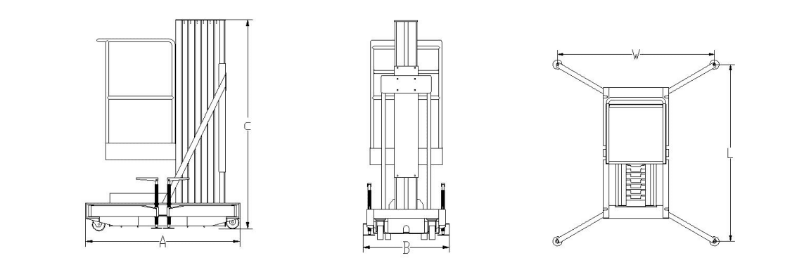 4m single mast aluminum aerial work platform gtwy04